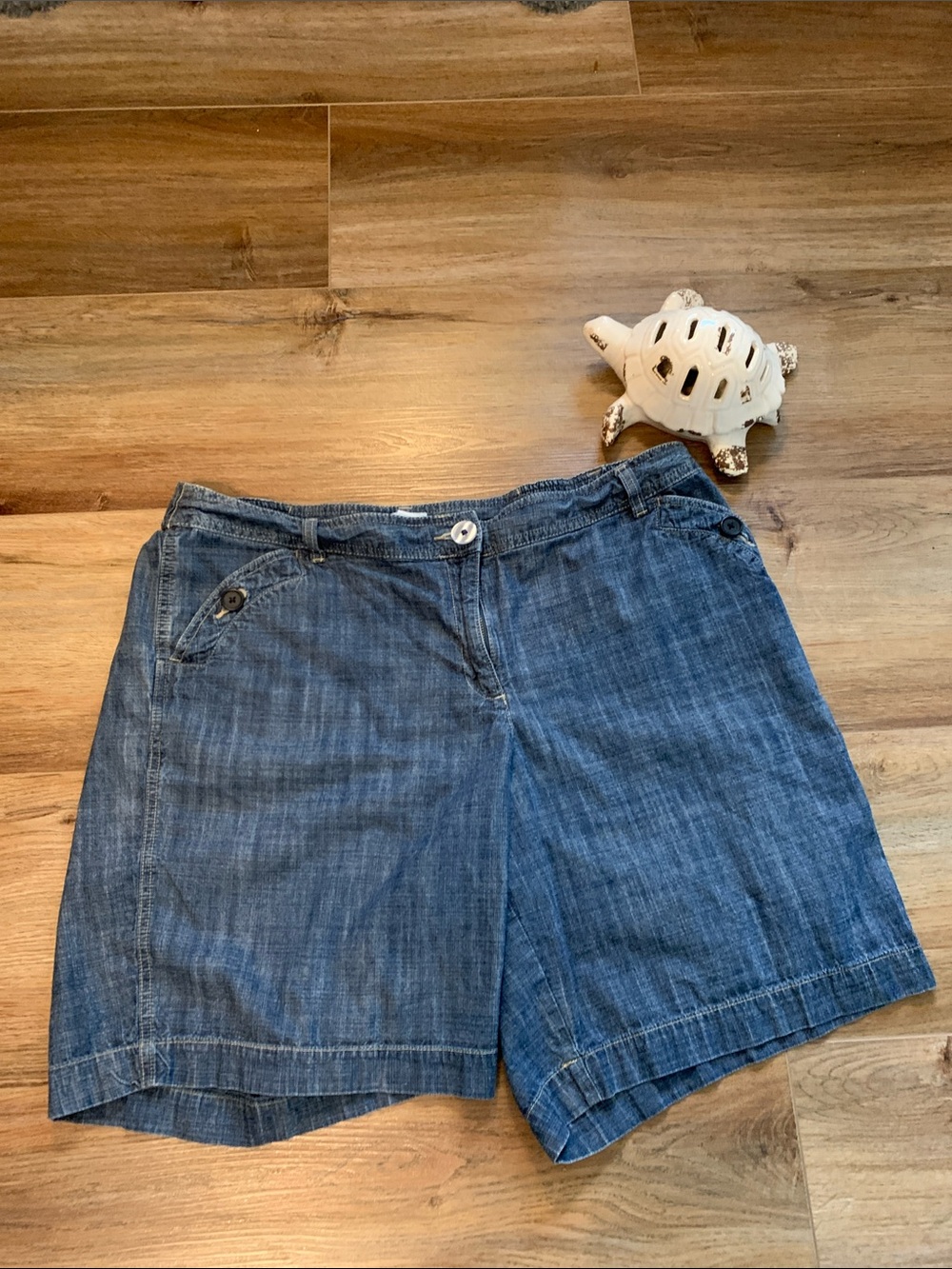 Just My Size Denim-Look Blue Women's Bermuda Shorts Size 18-W